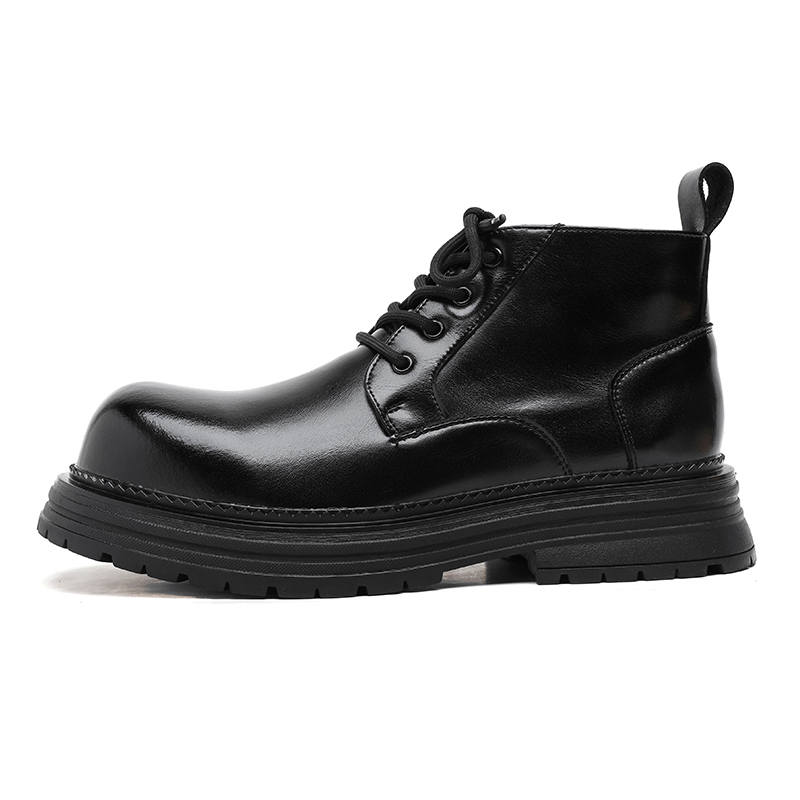 PINYI PINYI Microfiber Leather Short Combat Boots Men's Black