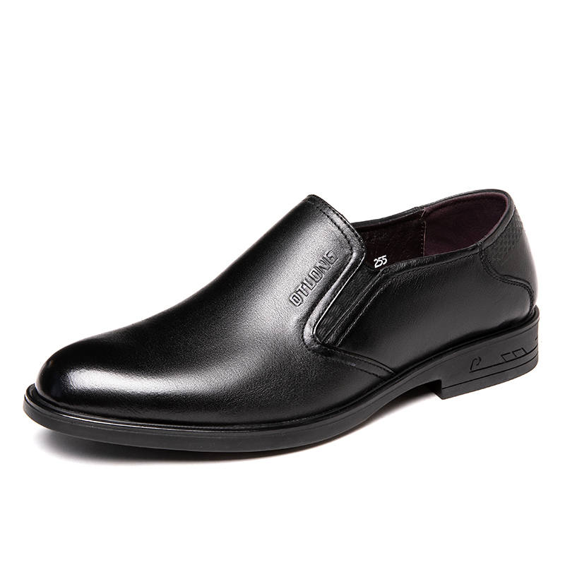 PINYI Top Grain Cow Leather Men's Casual Shoes Men's Black
