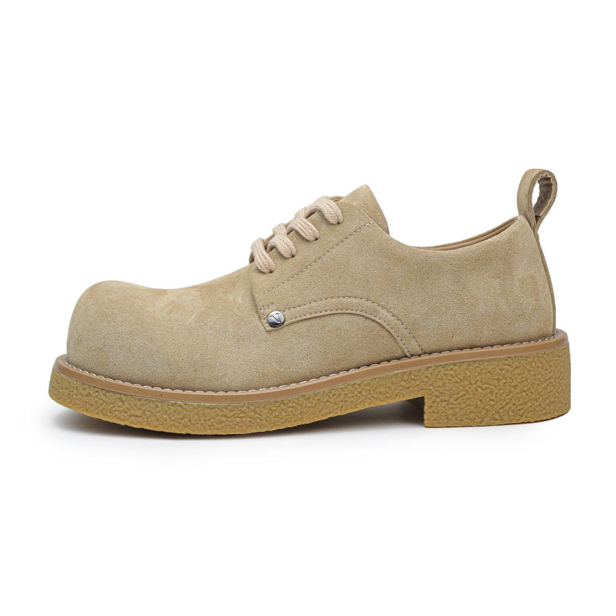 LUNMADENG Cow Suede Slip Resistant, Abrasion Resistant, Lightweight Low top Casual Shoes Unisex Brown