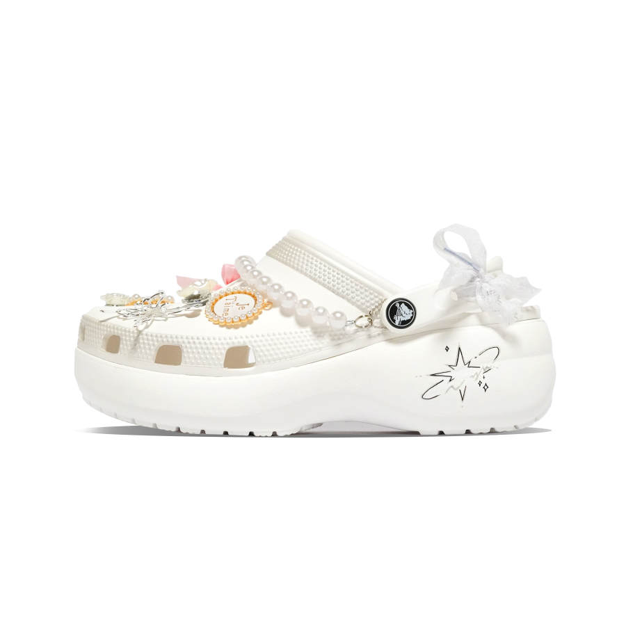 Crocs Crocs Classic Platform Clog Stars Star EVA Clogs Women's Silver White