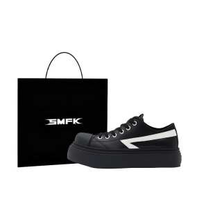 SMFK Cow Leather Low top Skateboard Shoes Women's Wilderness Black