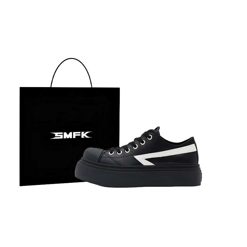 SMFK Cow Leather Low top Skateboard Shoes Women's Wilderness Black