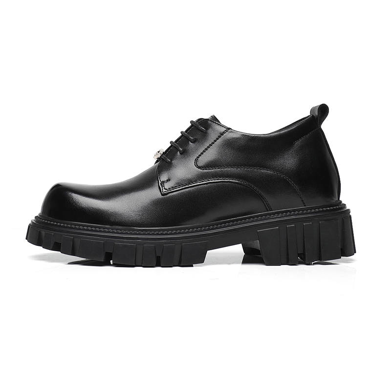 KJ Casual Leather Shoes Men's Low Top Black