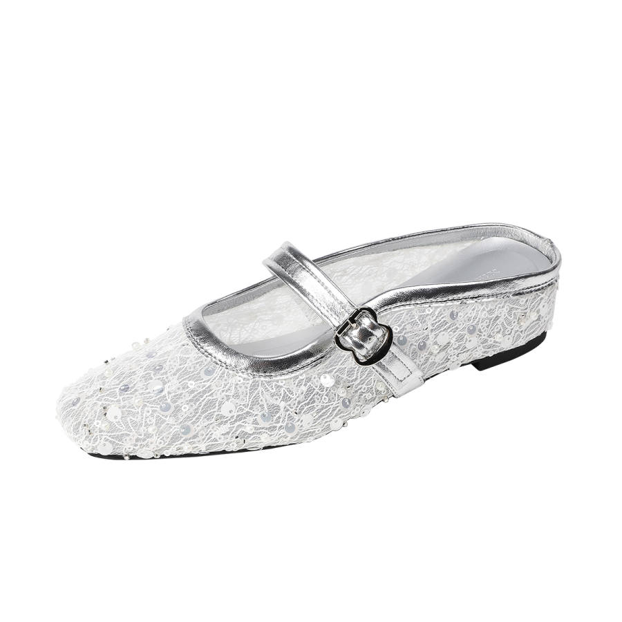 TATAYA Rubber Sole Sequins Cut Out Abrasion Resistant Abrasion Resistant Closed Toe Slippers Women's