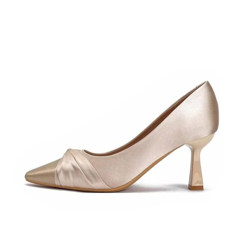 WOXXXN Pu Slim Heel High Heels Women's Champagne