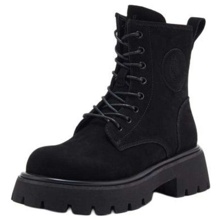 Teenie Weenie Cow Leather Short Combat Boots 5.5cm Women's