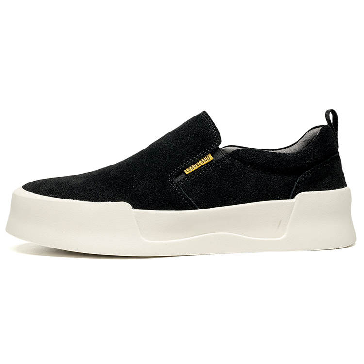 LEAVELAND Cow Split Leather Low top Skateboard Shoes Men's Black