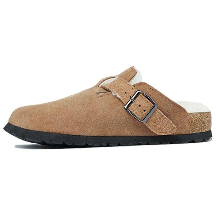 TASMAN AUS Shearling Thickened And Fleece Lined Thermal Indoor Outdoor Casual, Cork Sole Closed Toe Slippers Women's