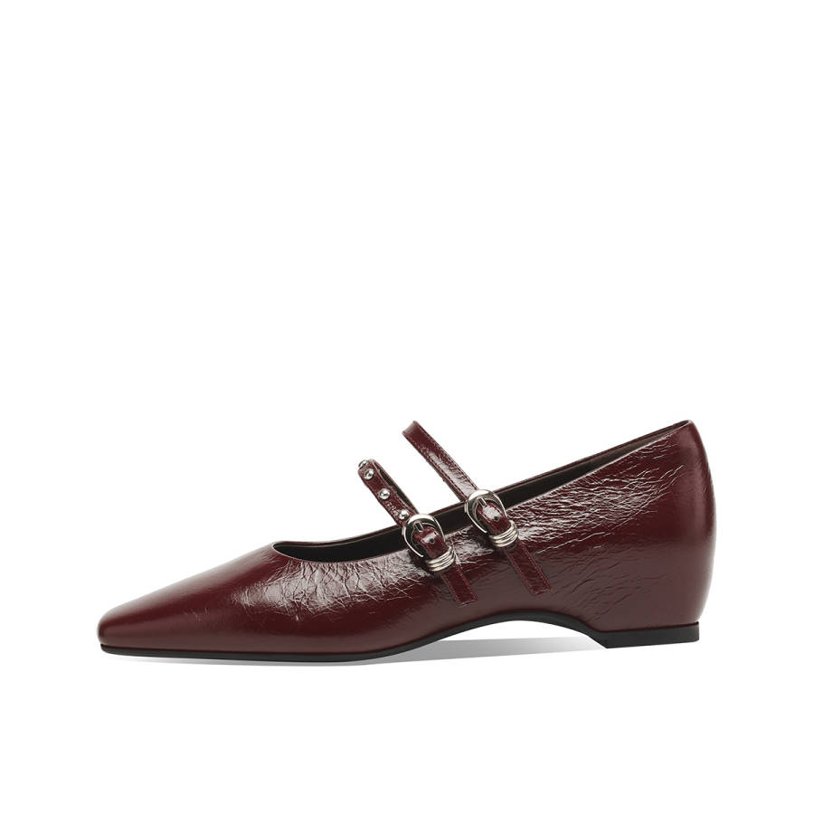 BOERDIQI Top Grain Cow Leather Flat Mary Jane Shoes Women's