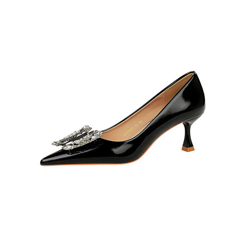BIGTREE BIGTREE Patent Leather Slim Heel High Heels 5.5cm Women's