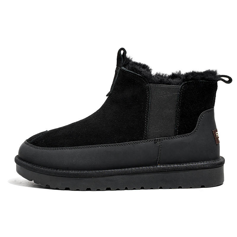 KAQIAODI Cow Suede Crew Snow Boots Men's