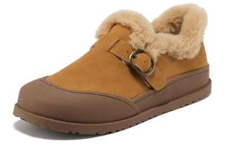 FOND&BERYL Pu Comfortable Round Tip Fleece Lined Thermal Convenient Buckles Low top Casual Shoes Women's