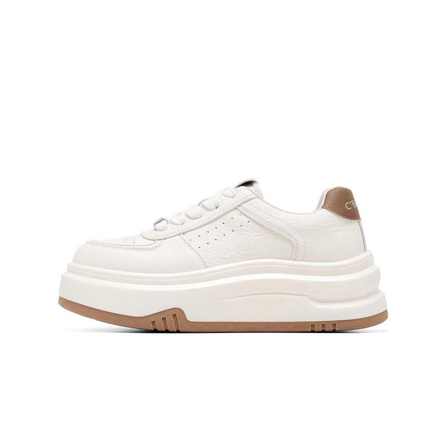 C°BANNER Abrasion Resistant Low top Skateboard Shoes Women's White Coffee Color
