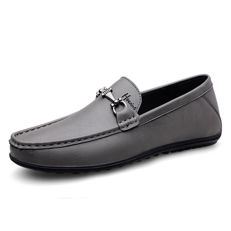 HAOXING HAOXING Cow Split Leather Casual Shoes Men's Gray