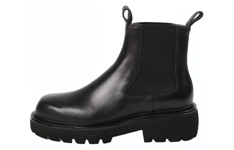 CROQUIS Cow Leather Short Chelsea Boots Men's Black