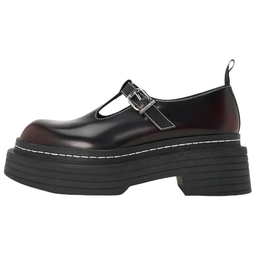 CHARLES&KEITH T Bar Pu Chunky Heel Mary Jane Shoes Women's