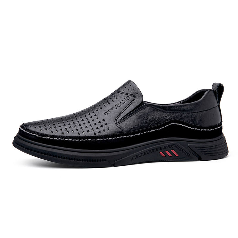 CKVUSAMG Top Grain Cow Leather Casual Shoes Men's Black