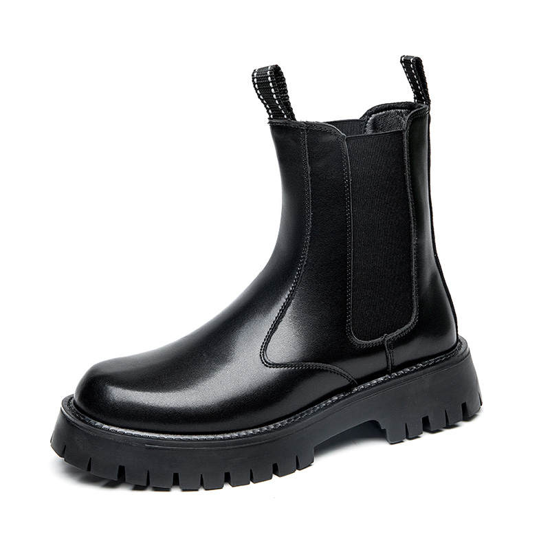 PLO CART Cow Split Leather Crew Chelsea Boots Men's Black