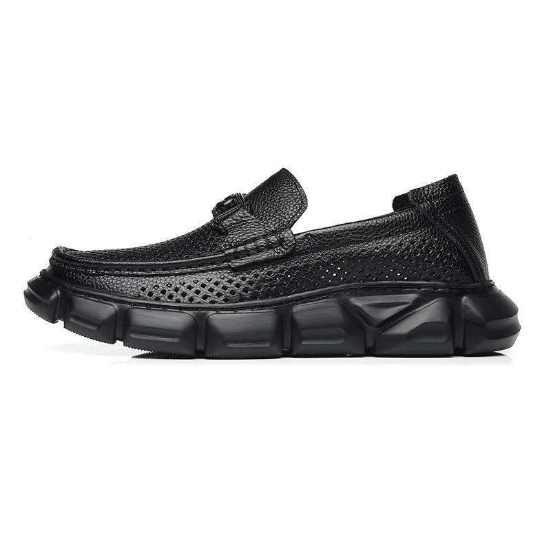 KACHILANG Top Grain Cow Leather Casual Shoes Men's Black