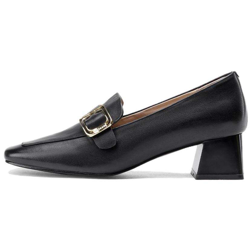 GOLDLION Cow Leather Chunky Heel High Heels 4.5cm Women's
