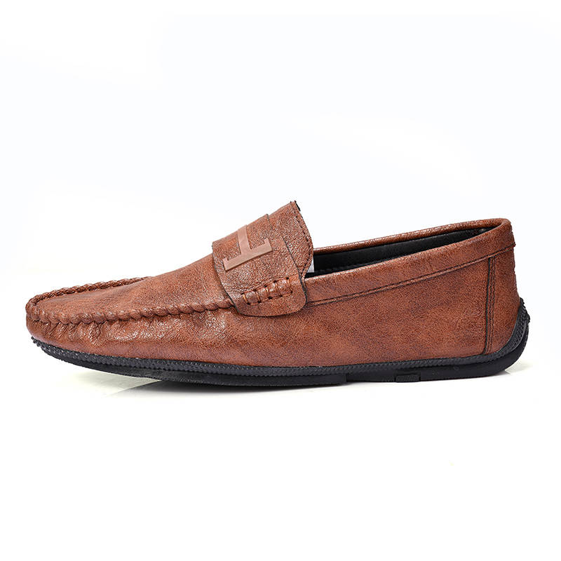 YINGLUNQISHI Microfiber Leather Casual Shoes Men's Brown