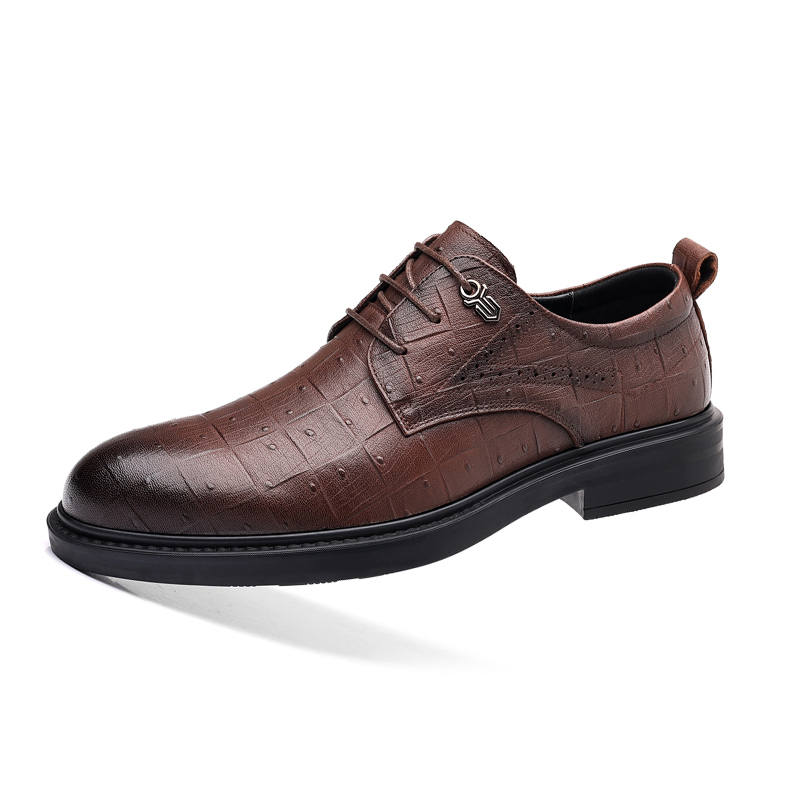 CITONGXIANSHENG Cow Split Leather Casual Shoes Men's Tea Brown