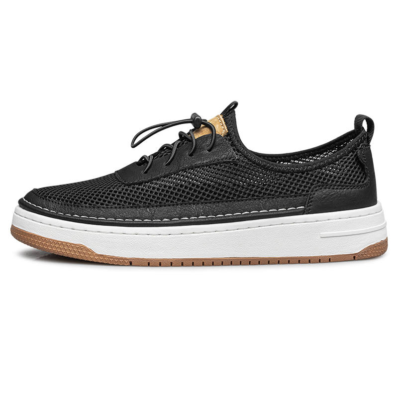 WENNAI Mesh Abrasion Resistant Abrasion Resistant Low top Skateboard Shoes Men's Black
