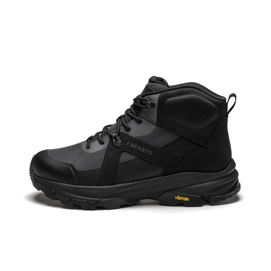 J.BENATO Fabric Abrasion Resistant Abrasion Resistant Mid top Hiking Shoes Men's Black+Gray