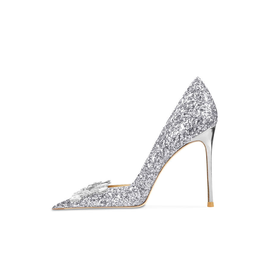 Ganxiaojie Comfortable Slim Heel High Heels Women's Silver