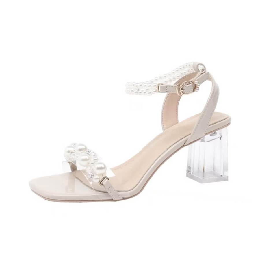 SHUMO SHUMO Microfiber Leather One Strap Sandals Women's Ecru
