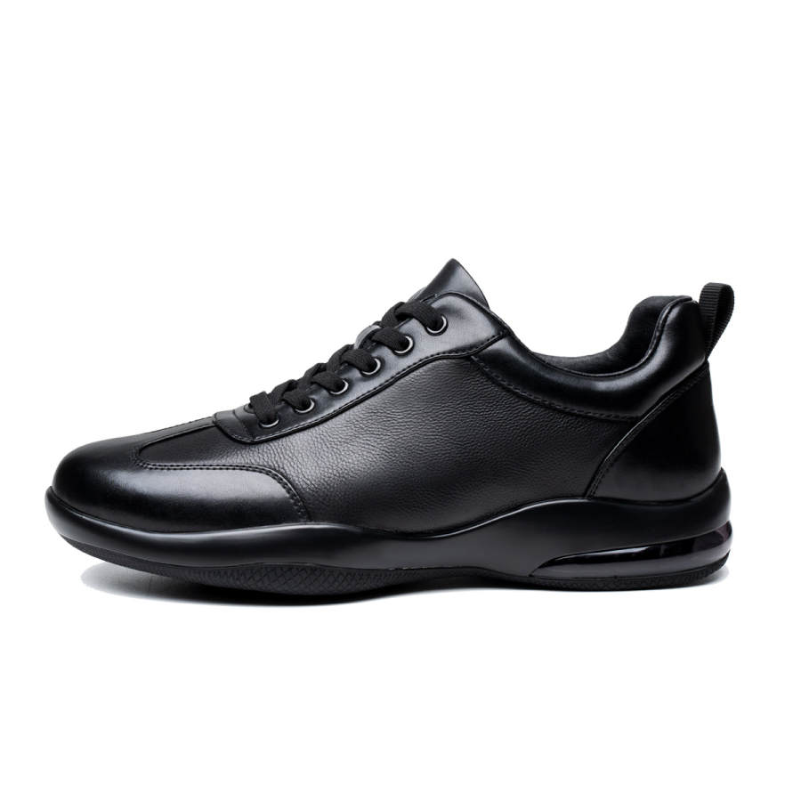 FED Top Grain Cow Leather Cushioning Lightweight Low top Casual Shoes Men's Black
