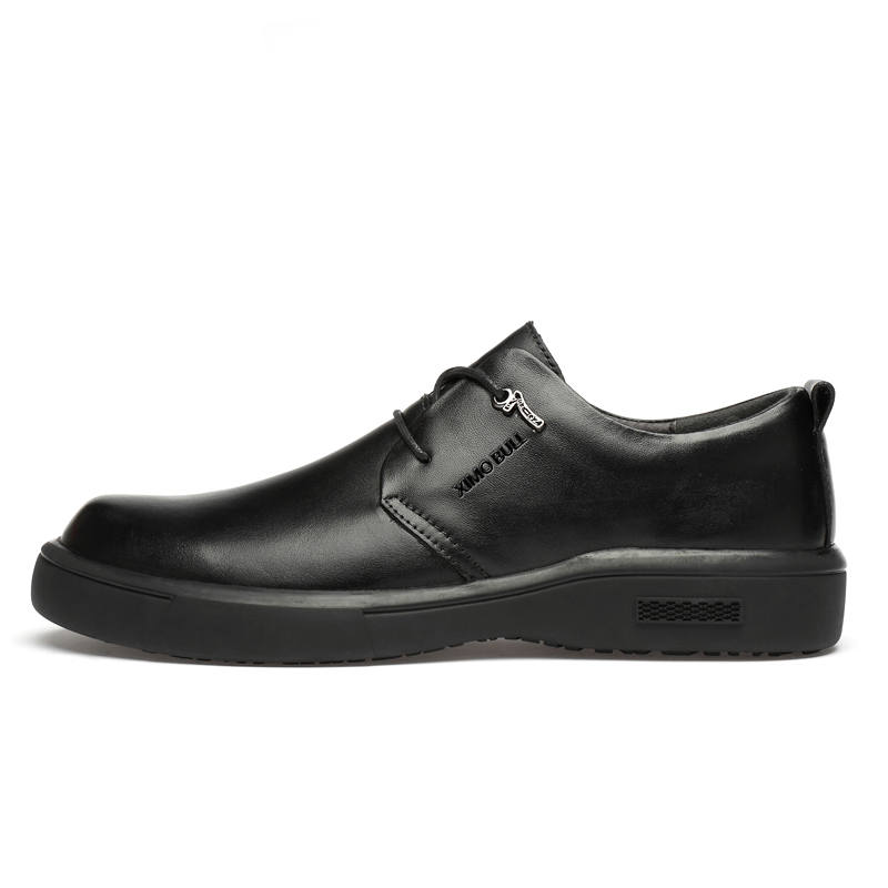 XIMO BULL Top Grain Cow Leather Casual Shoes Men's Black