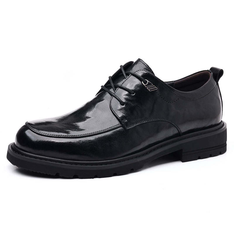 KAQIAODI Sheepskin Dress Shoes Men's Black Brown