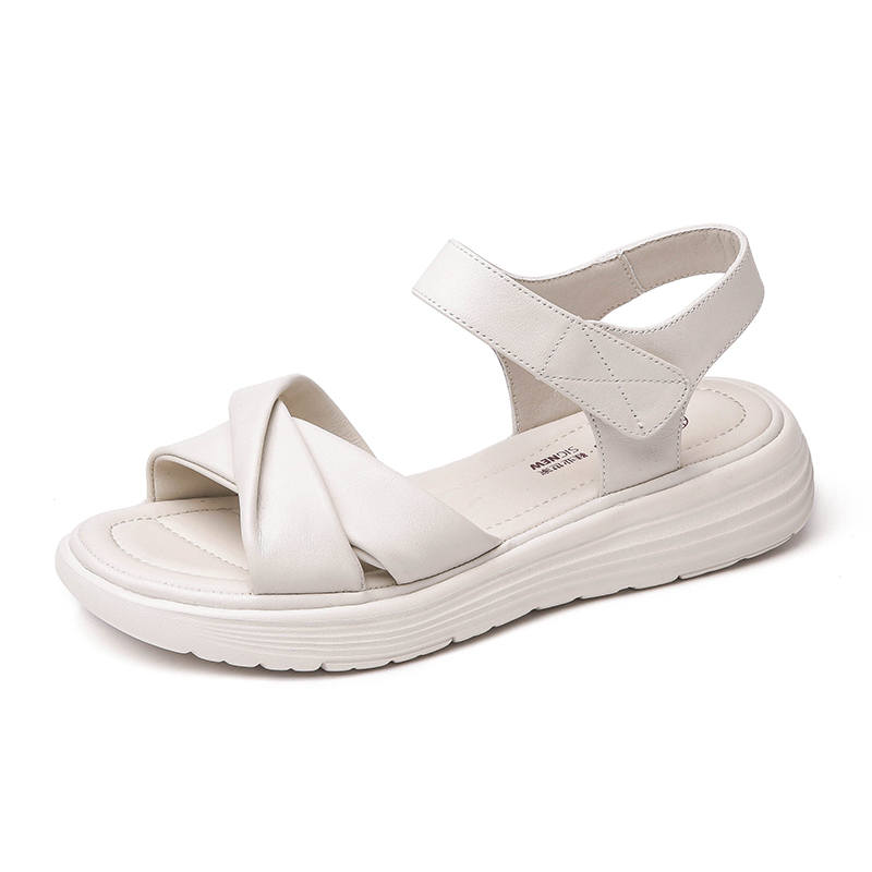XINNUO Top Grain Cow Leather One Strap Sandals 3.7cm Women's
