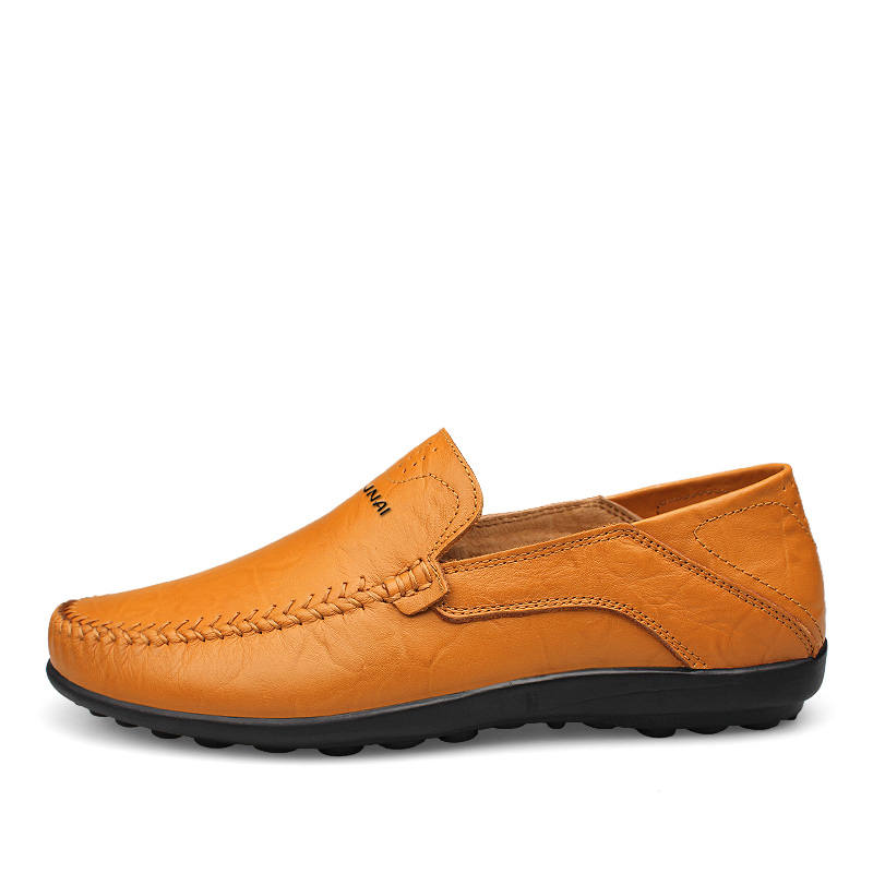 WENNAI Top Grain Cow Leather Gommino Loafers Men's Yellow