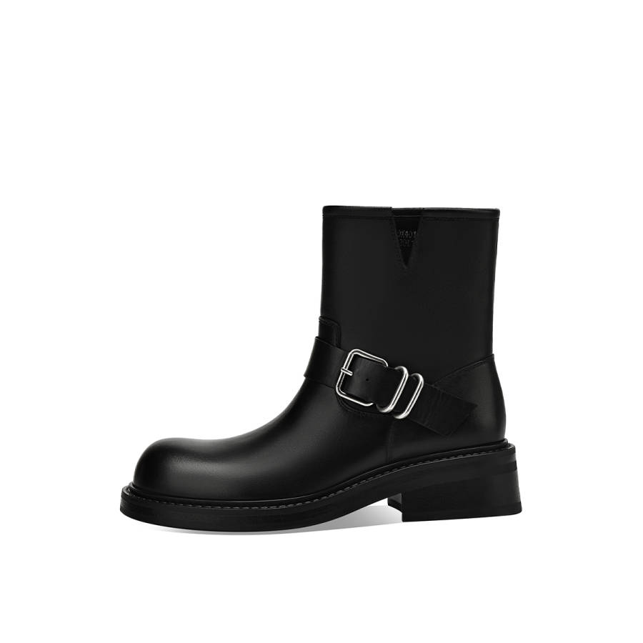 Rosa Bianca Top Grain Cow Leather Ankle Boots 4.1cm Women's Black