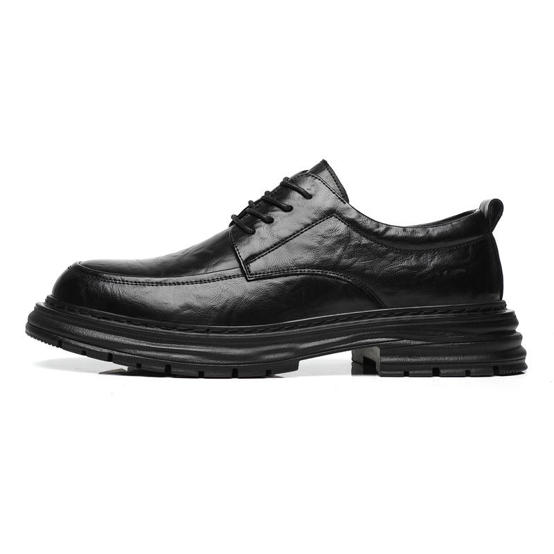 CKVUSAMG Casual Leather Shoes Men's Low Top Black/Brown
