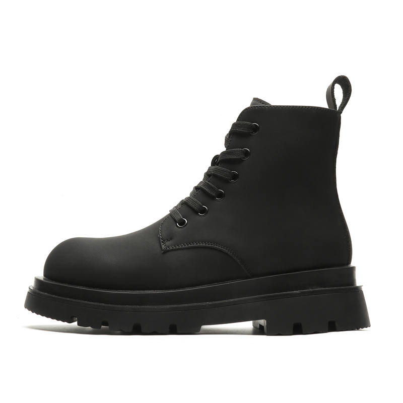 CHILANG CHILANG PU Short Combat Boots Men's Black