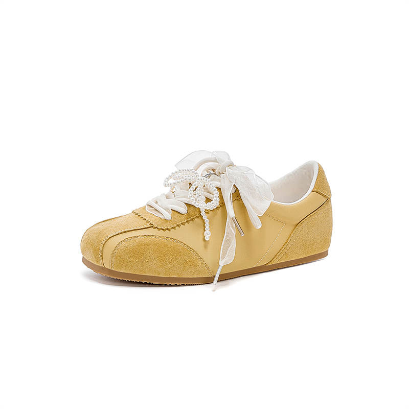 JOSINY Ballet Style, Pearl Ribbon, Double Lace Up, German Army Trainers