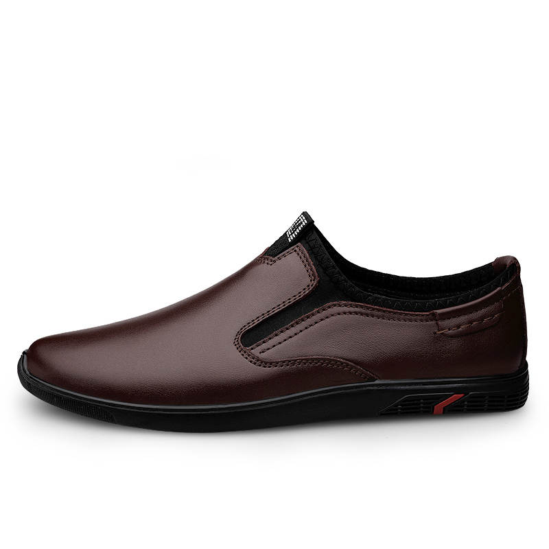 YINGLUNQISHI Top Grain Cow Leather Casual Shoes Men's Brown