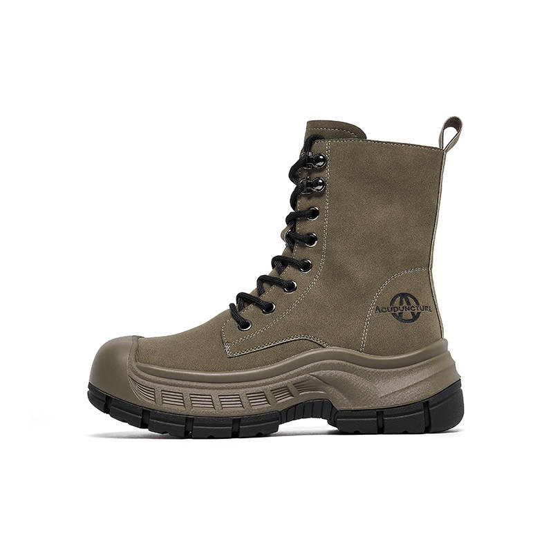 Acupuncture Short Mid Calf Combat Boots Women's Green
