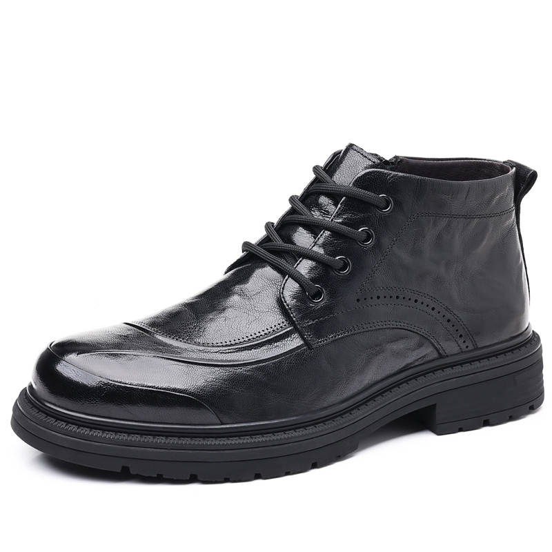 POPULAR ROUSE PR Sheepskin Short Combat Boots Men's Black