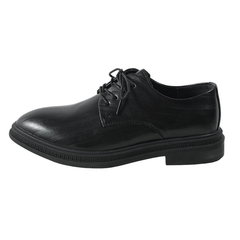 YIMINU Casual Leather Shoes Men's Low Top Black