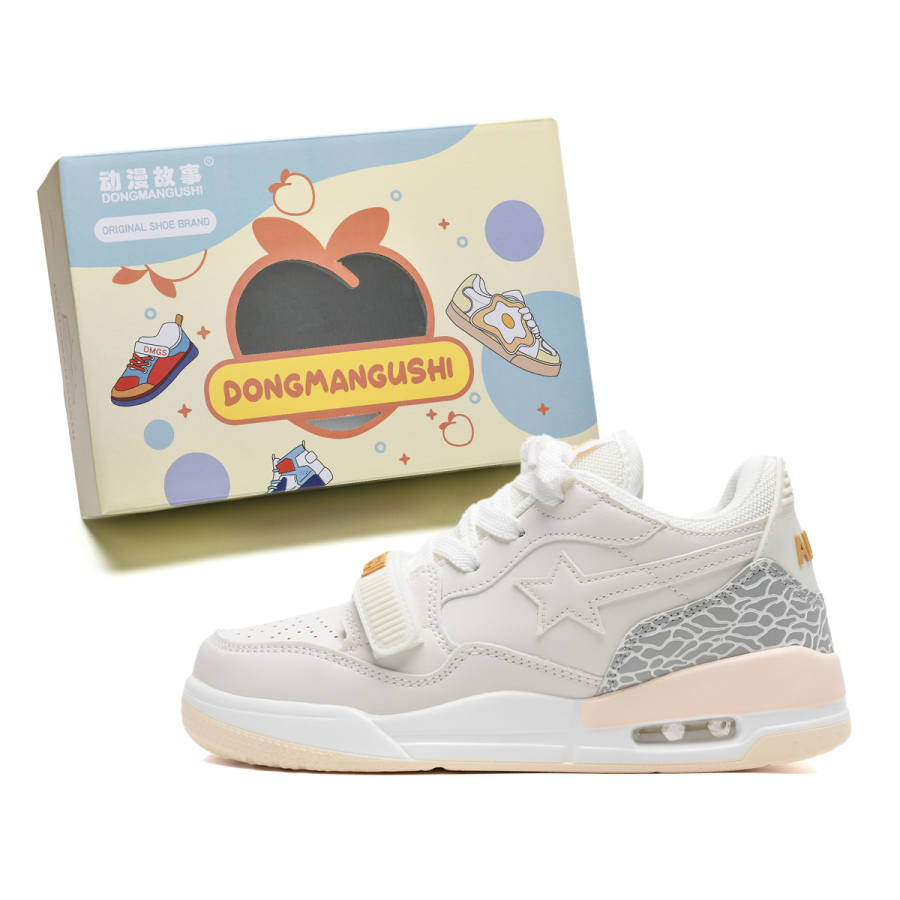 DONGMANGUSHI Low top Skateboard Shoes Unisex Milk White