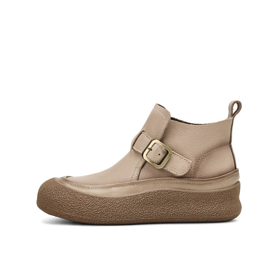 BOERDIQI Top Grain Cow Leather Fashionable Elegance, Elegant And Versatile, Fleece Lined Ankle Boots Women's