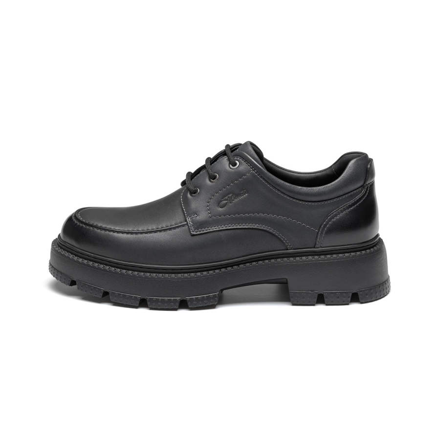 J.BENATO Casual Leather Shoes Men's Low Top Black/Coffee
