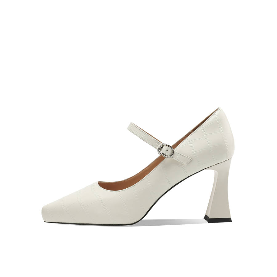 BOERDIQI Top Grain Cow Leather Chunky Heel Mary Jane Shoes 8cm Women's