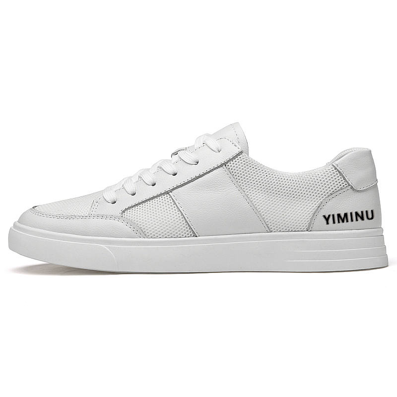 YIMINU Top Grain Cow Leather Slip Resistant Slip Resistant Low top Skateboard Shoes Unisex