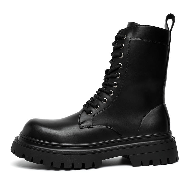 SHUPATE SHUPATE Microfiber Leather Combat Boots Men's Black