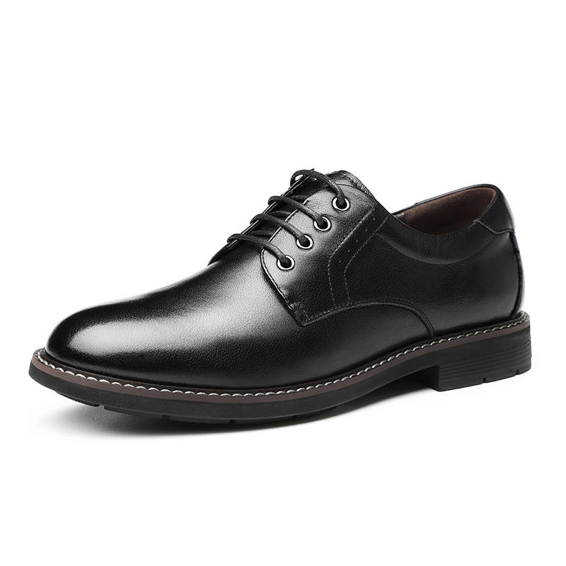 QIAONAI Casual Leather Shoes Men's Low Top Black/Brown